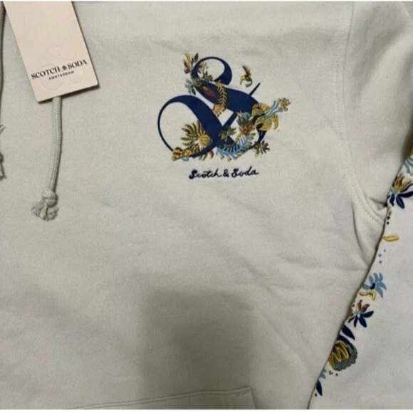 Scotch & Soda Amsterdam Hoodie - Embroidered Floral Design-Size Large, MSRP $118 - Picture 4 of 12